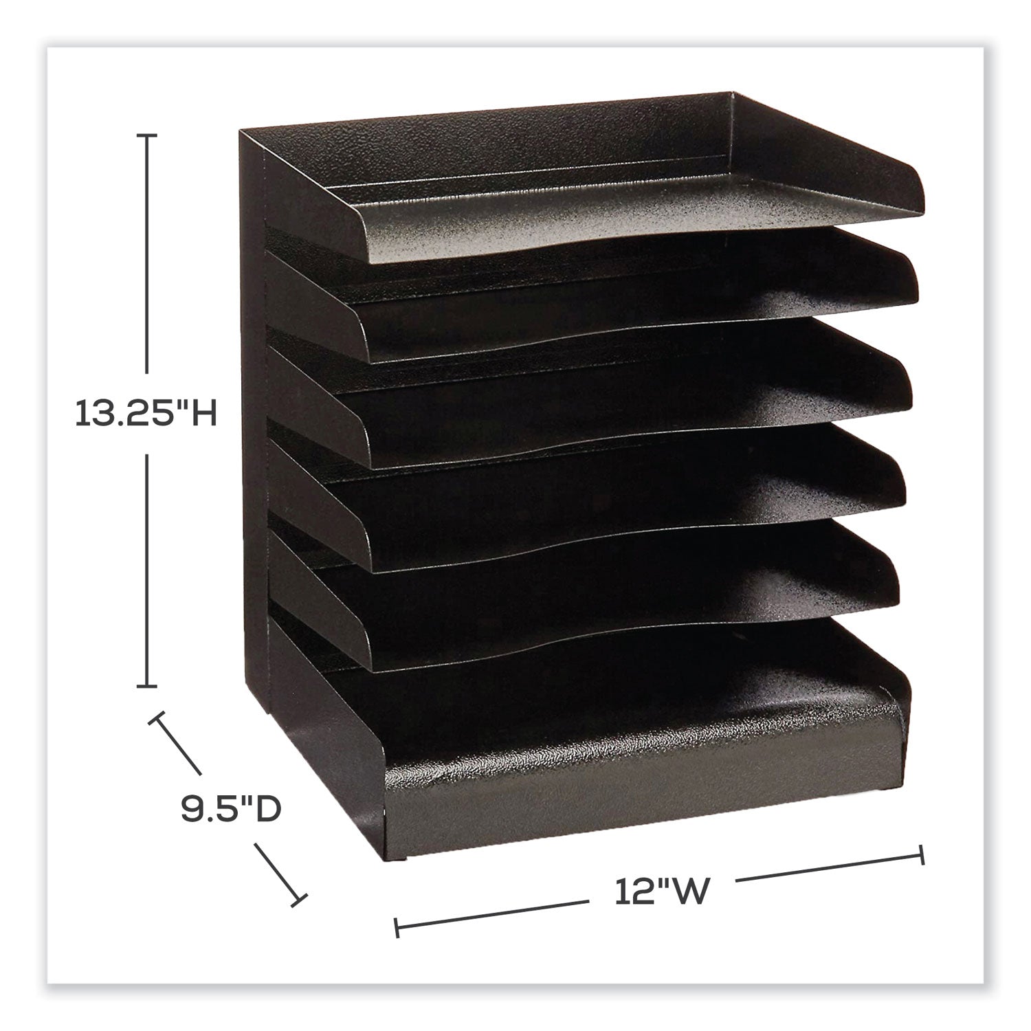 Steel Six-Shelf Desk Tray Sorter, 6 Sections, Letter Size Files, 12 x 9.5 x 13.5, Black, Ships in 1-3 Business Days