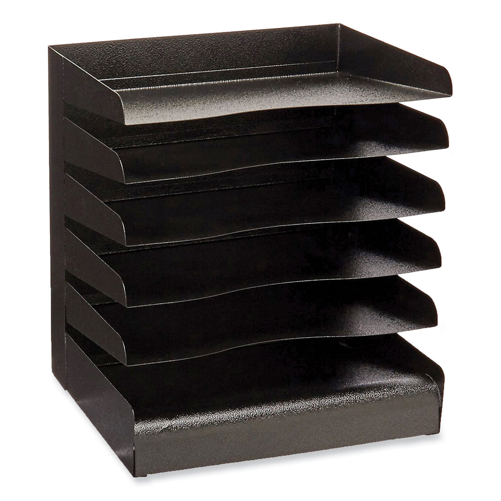 Steel Six-Shelf Desk Tray Sorter, 6 Sections, Letter Size Files, 12 x 9.5 x 13.5, Black, Ships in 1-3 Business Days