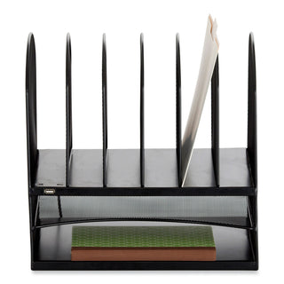 Powered Onyx Desk Organizer w/2 Horizontal and 6 Upright Sections, Letter, 13.5 x 11.5 x 13, Black,Ships in 1-3 Business Days