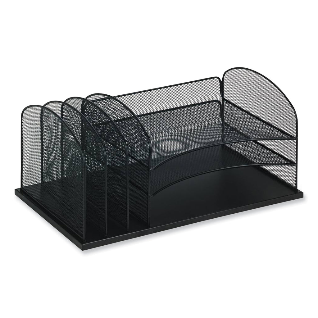Onyx Desk Organizer w/Three Horizontal and Three Upright Sections,Letter Size,19.25x11.5x8.25,Blue,Ships in 1-3 Business Days