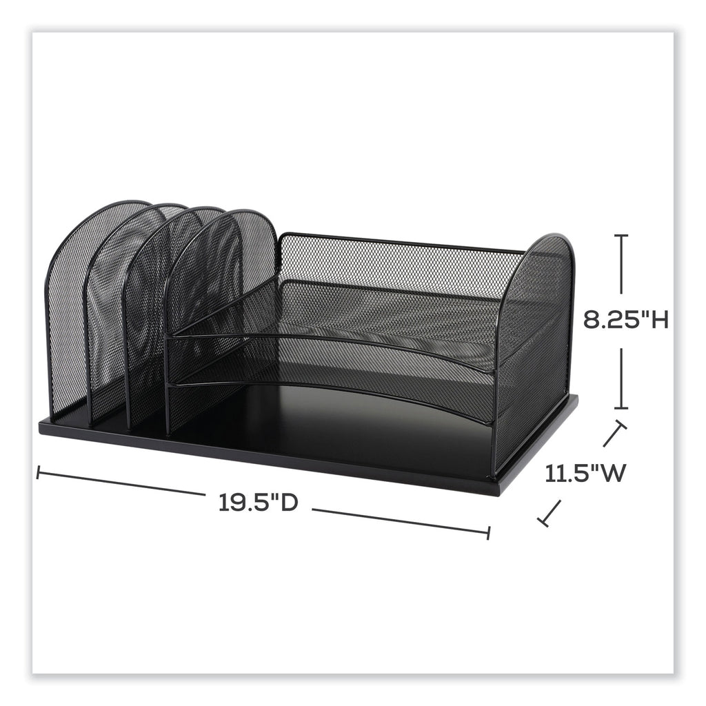 Onyx Desk Organizer w/Three Horizontal and Three Upright Sections,Letter Size,19.25x11.5x8.25,Blue,Ships in 1-3 Business Days