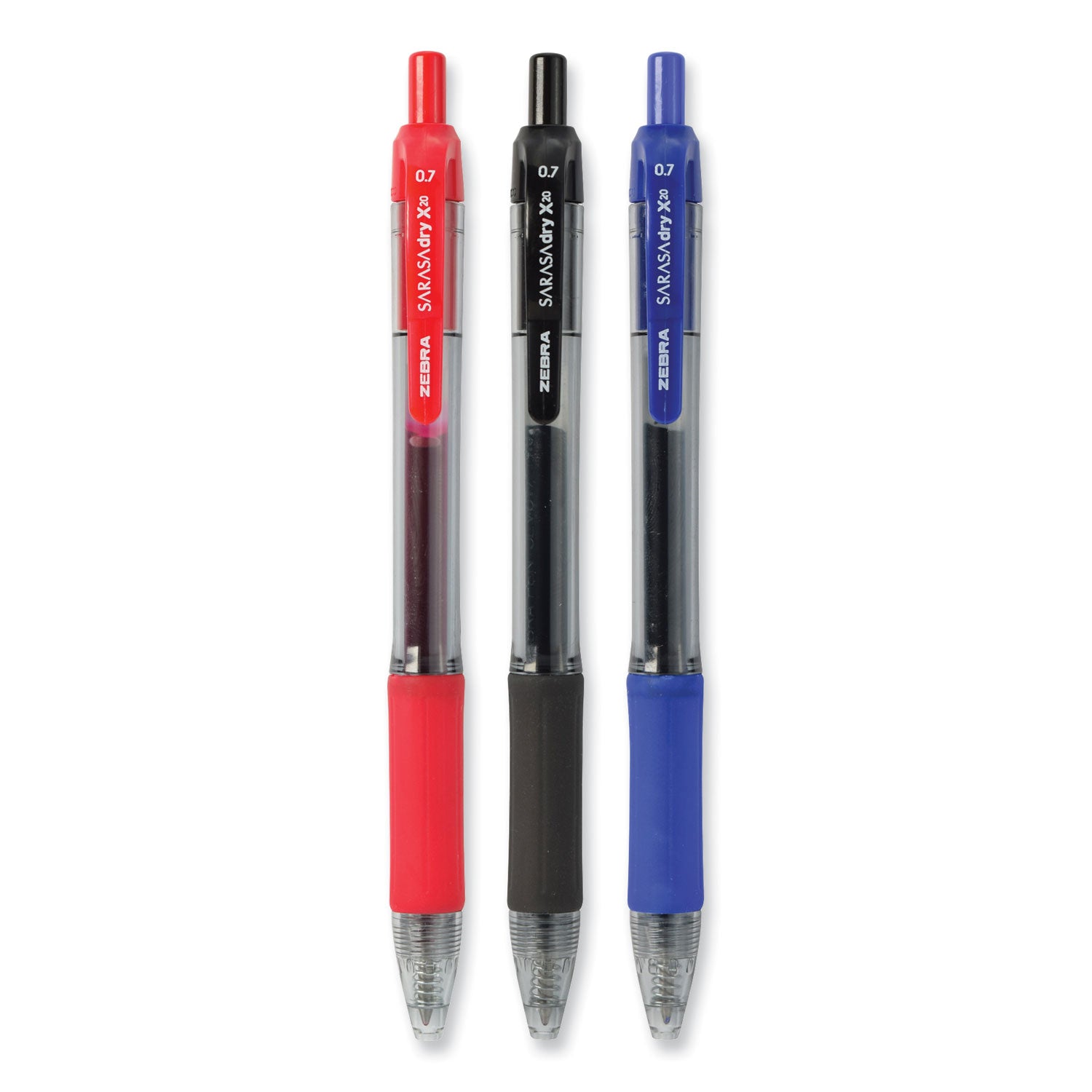 Sarasa Dry Gel X20 Gel Pen Value Pack, Retractable, Medium 0.7 mm, Black Ink, Clear/Black Barrel, 24/Box - 