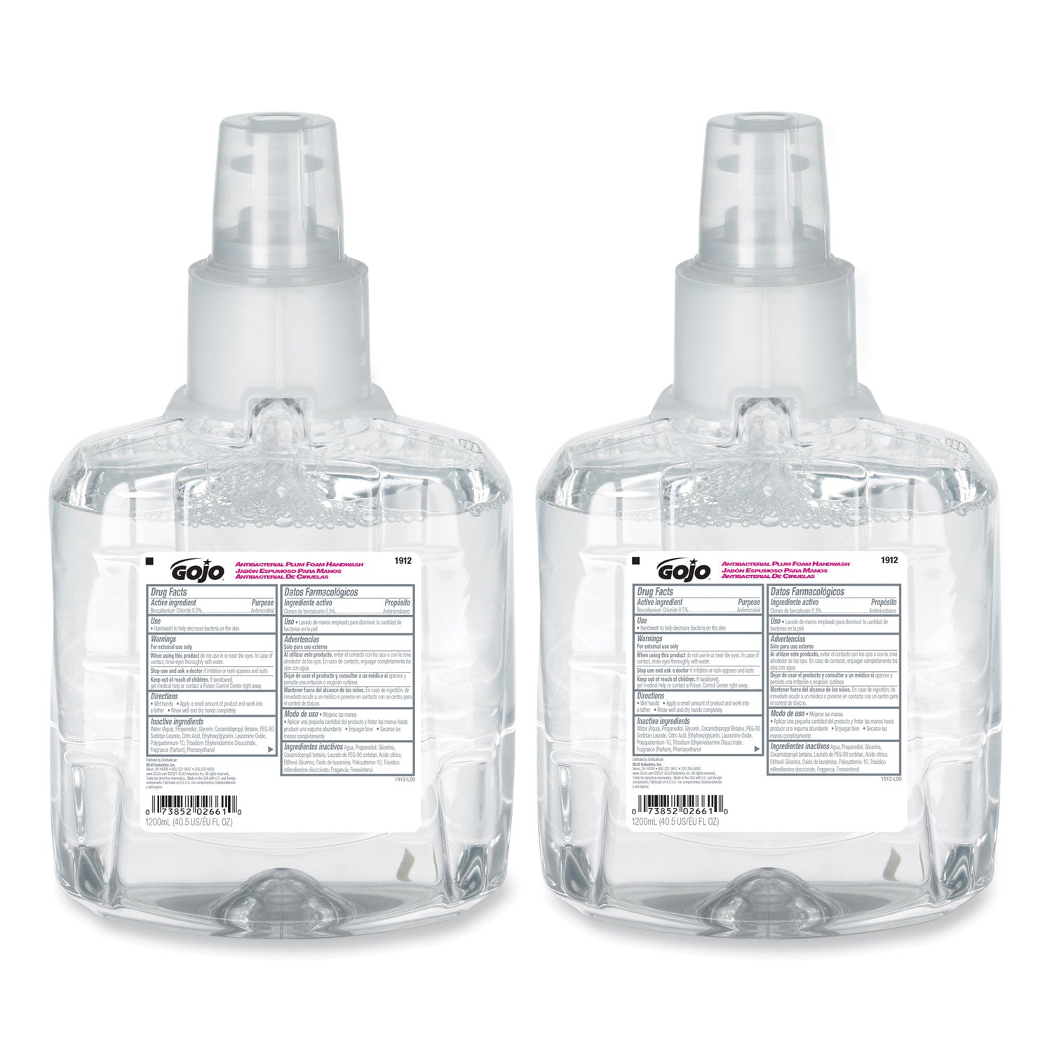 Antibacterial Foam Hand Wash Refill, For LTX-12 Dispenser, Plum Scent, 1,200 mL Refill, 2/Carton