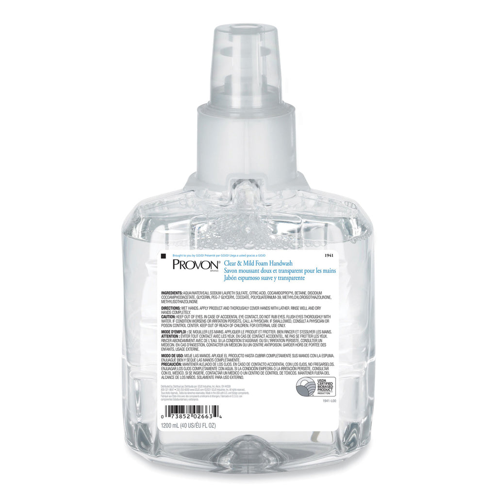 Clear and Mild Foam Hand Wash, Unscented, 1,200 mL Refill, 2/Carton - 