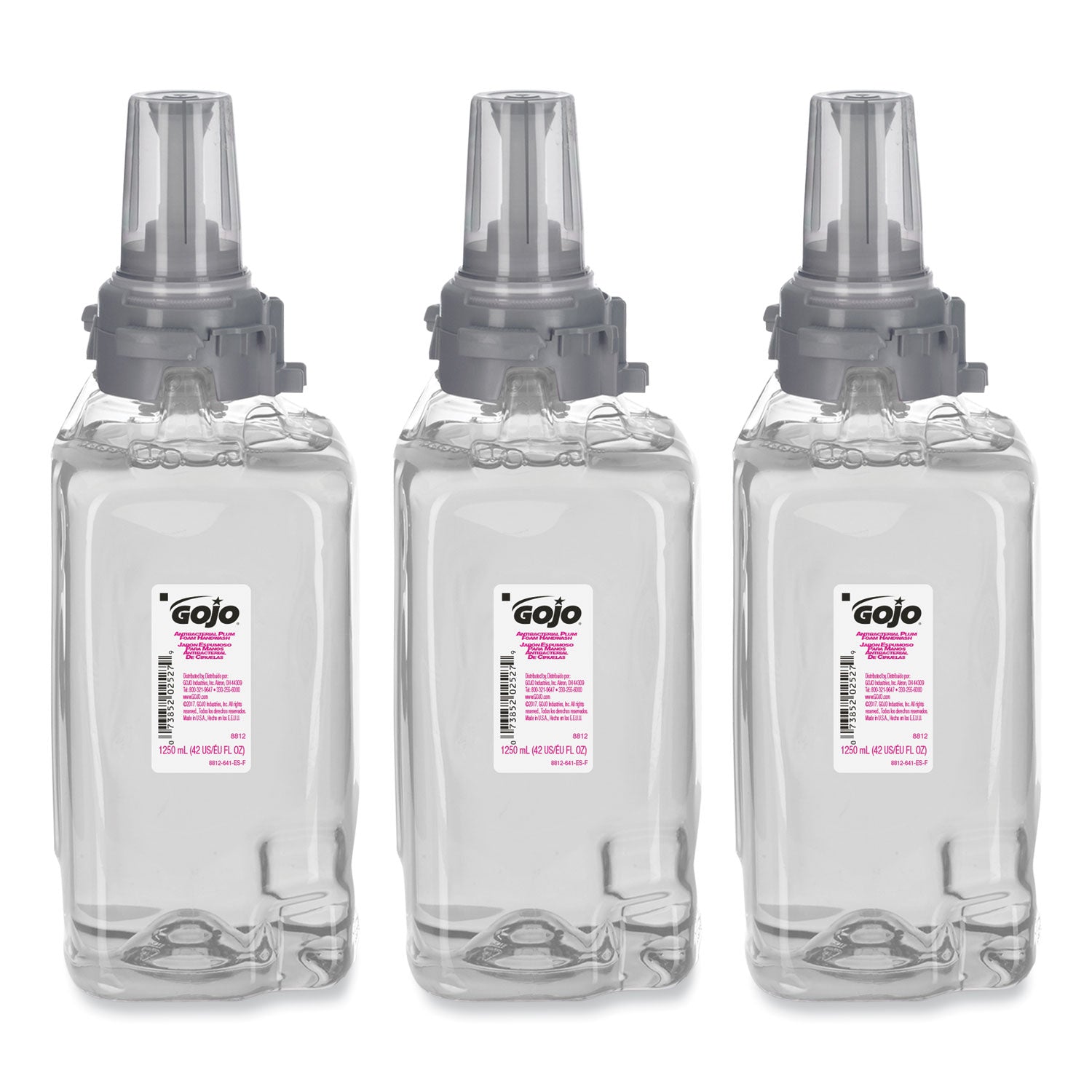 Antibacterial Foam Hand Wash Refill, For ADX-12 Dispenser, Plum Scent, 1,250 mL Refill, 3/Carton