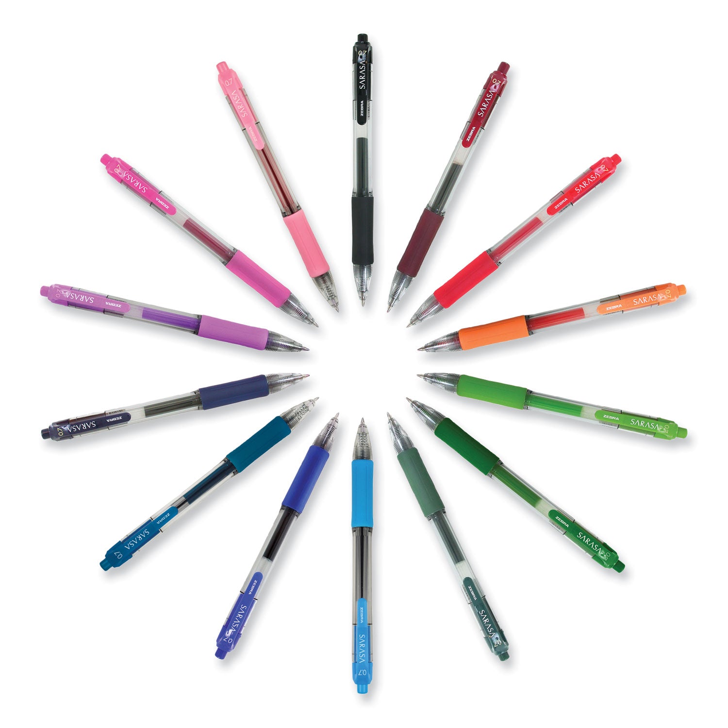 Sarasa Dry Gel X20 Gel Pen, Retractable, Medium 0.7 mm, Assorted Ink and Barrel Colors, 14/Pack - 