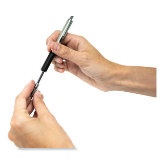F-402 Ballpoint Pen, Retractable, Fine 0.7 mm, Blue Ink, Stainless Steel/Blue Barrel, 2/Pack
