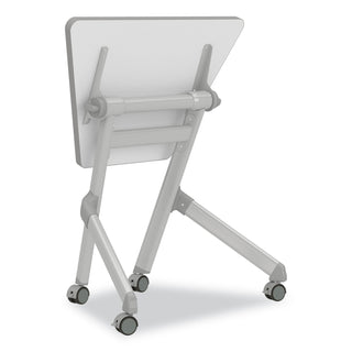 Learn Nesting Trapezoid Desk, 32.83" x 22.25" to 29.5", White/Silver, Ships in 1-3 Business Days
