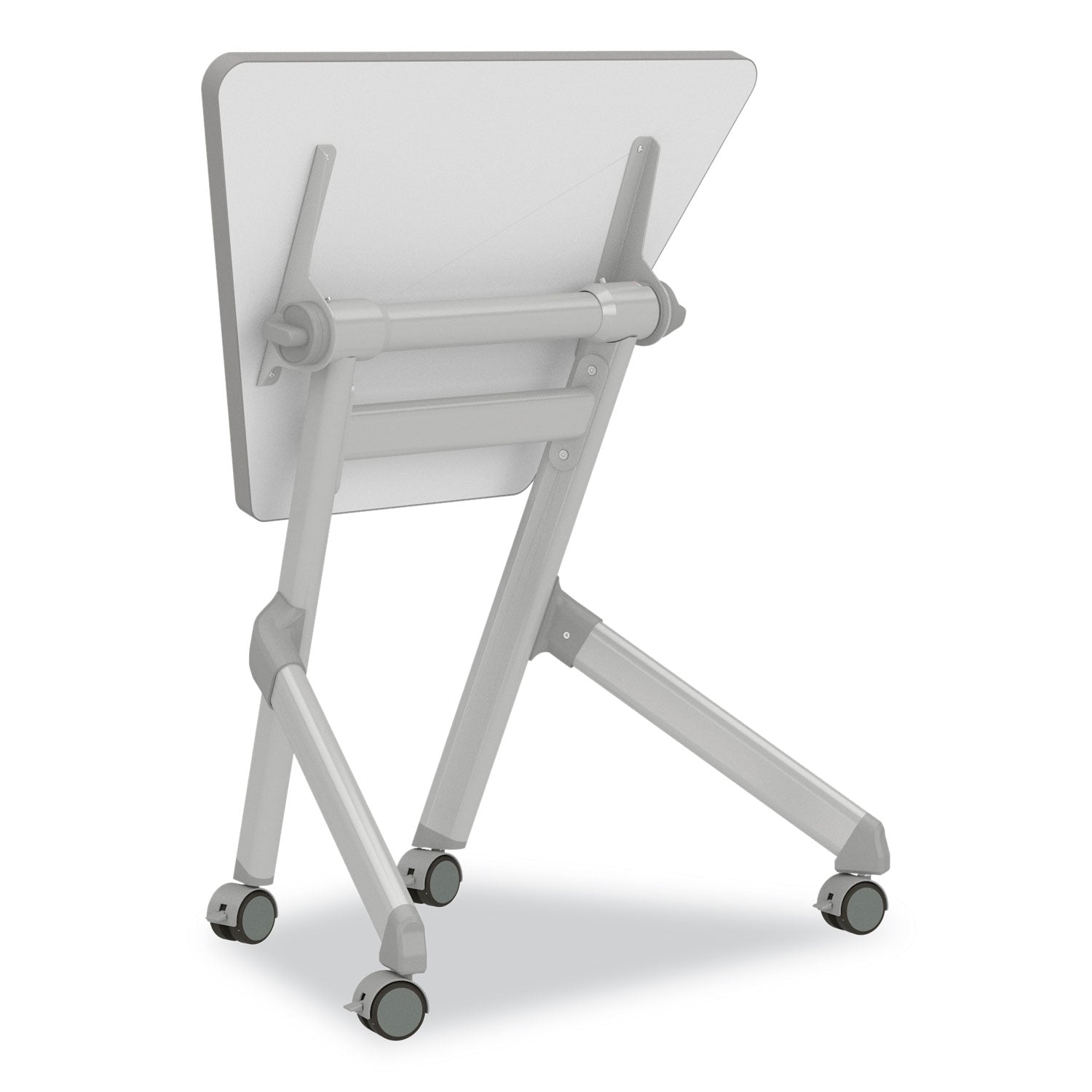 Learn Nesting Trapezoid Desk, 32.83" x 22.25" to 29.5", White/Silver, Ships in 1-3 Business Days