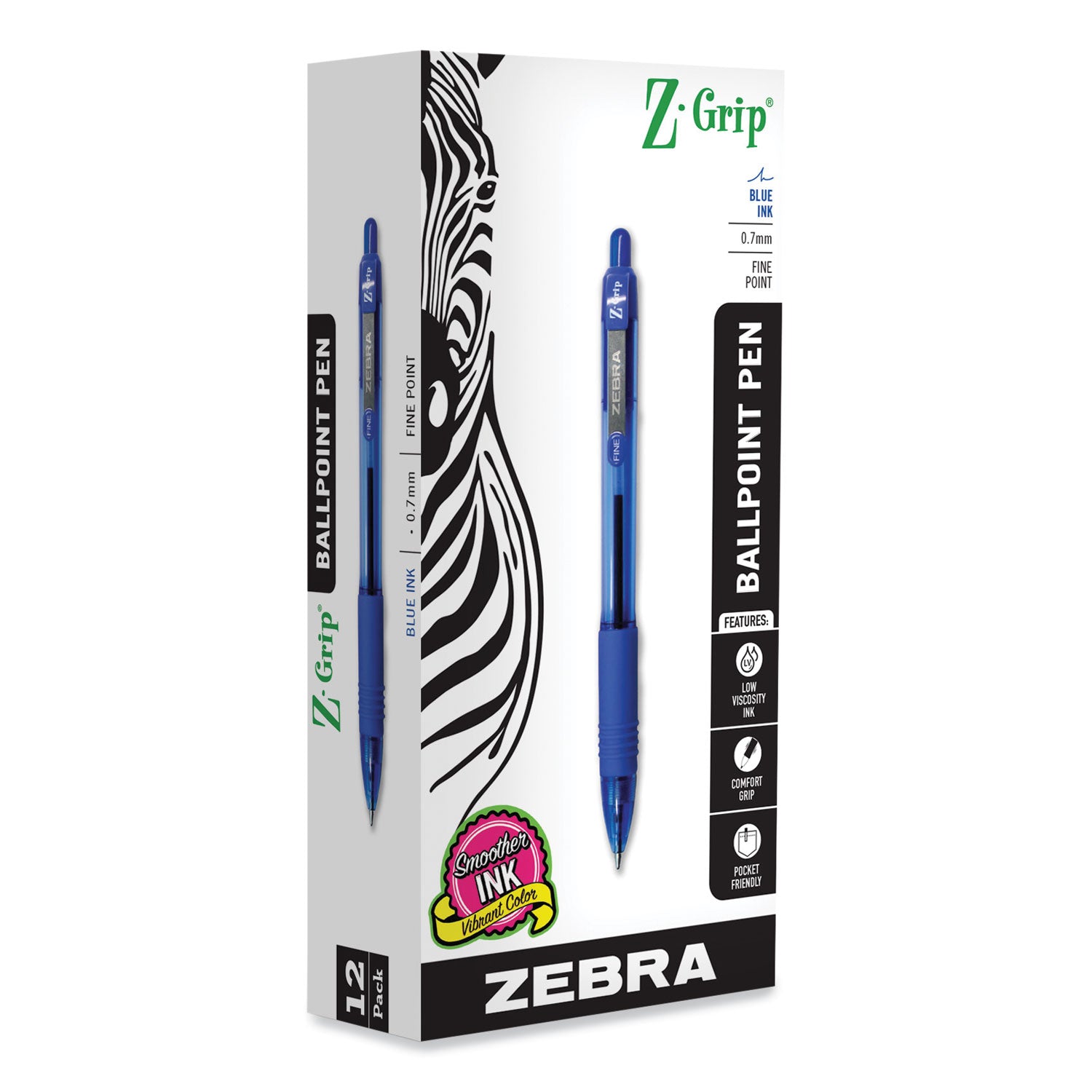 z-grip-ballpoint-pen-retractable-medium-07-mm-blue-ink-translucent-blue-blue-barrel-12-pack_zeb23920 - 2