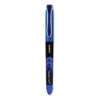 Fountain Pen, Fine 0.6 mm, Blue Ink, Black/Blue Barrel, 12/Pack