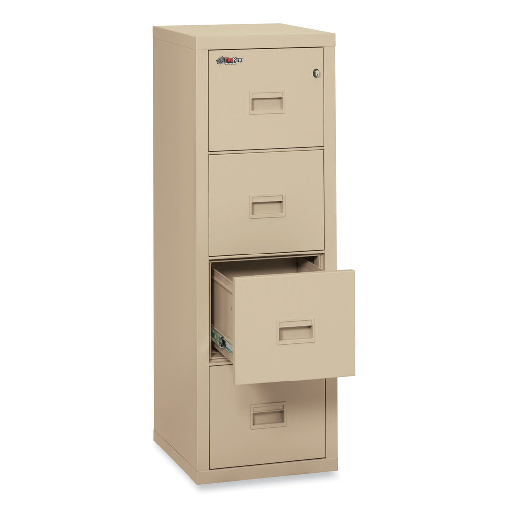 Compact Turtle Insulated Vertical File, 1-Hour Fire Protection, 4 Legal/Letter File Drawer, Parchment, 17.75 x 22.13 x 52.75 - 