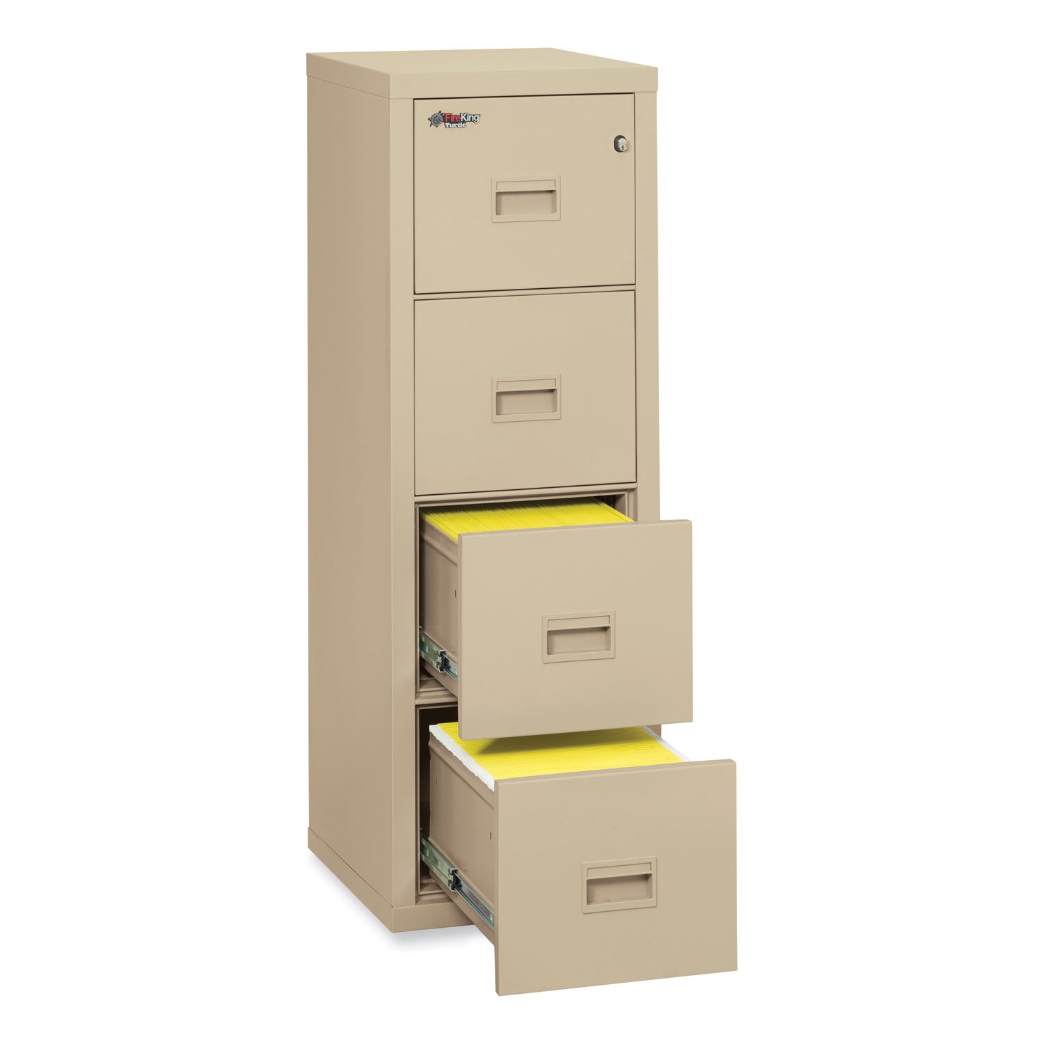 Compact Turtle Insulated Vertical File, 1-Hour Fire Protection, 4 Legal/Letter File Drawer, Parchment, 17.75 x 22.13 x 52.75 - 