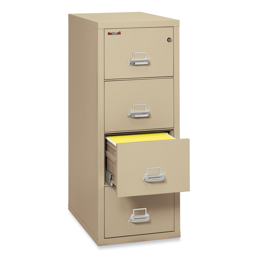 Insulated Vertical File, 1-Hour Fire Protection, 4 Legal-Size File Drawers, Parchment, 20.81" x 31.56" x 52.75 - 