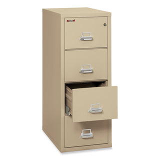 Insulated Vertical File, 1-Hour Fire Protection, 4 Legal-Size File Drawers, Parchment, 20.81" x 31.56" x 52.75 - 