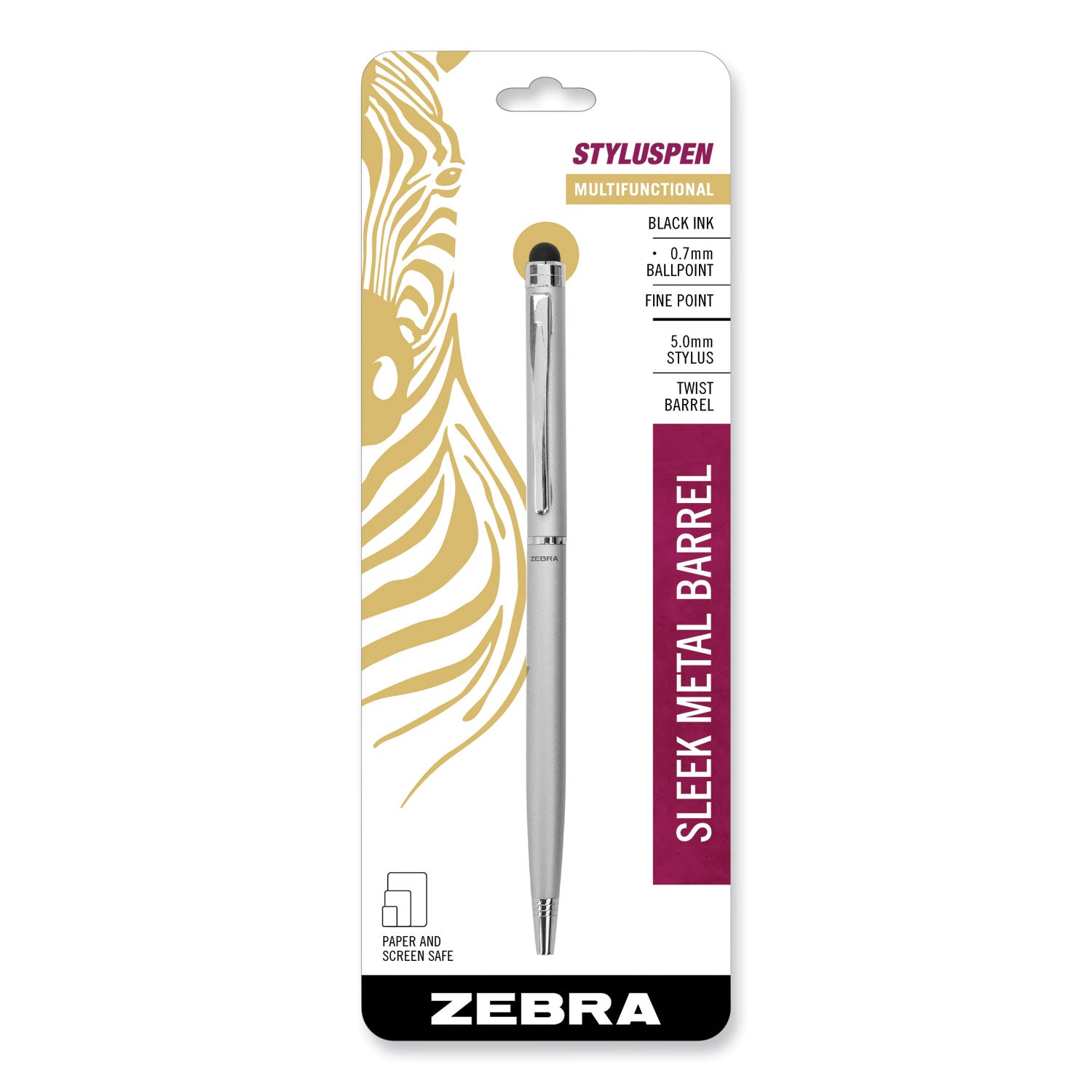 StylusPen Twist Ballpoint Pen/Stylus, Silver - 