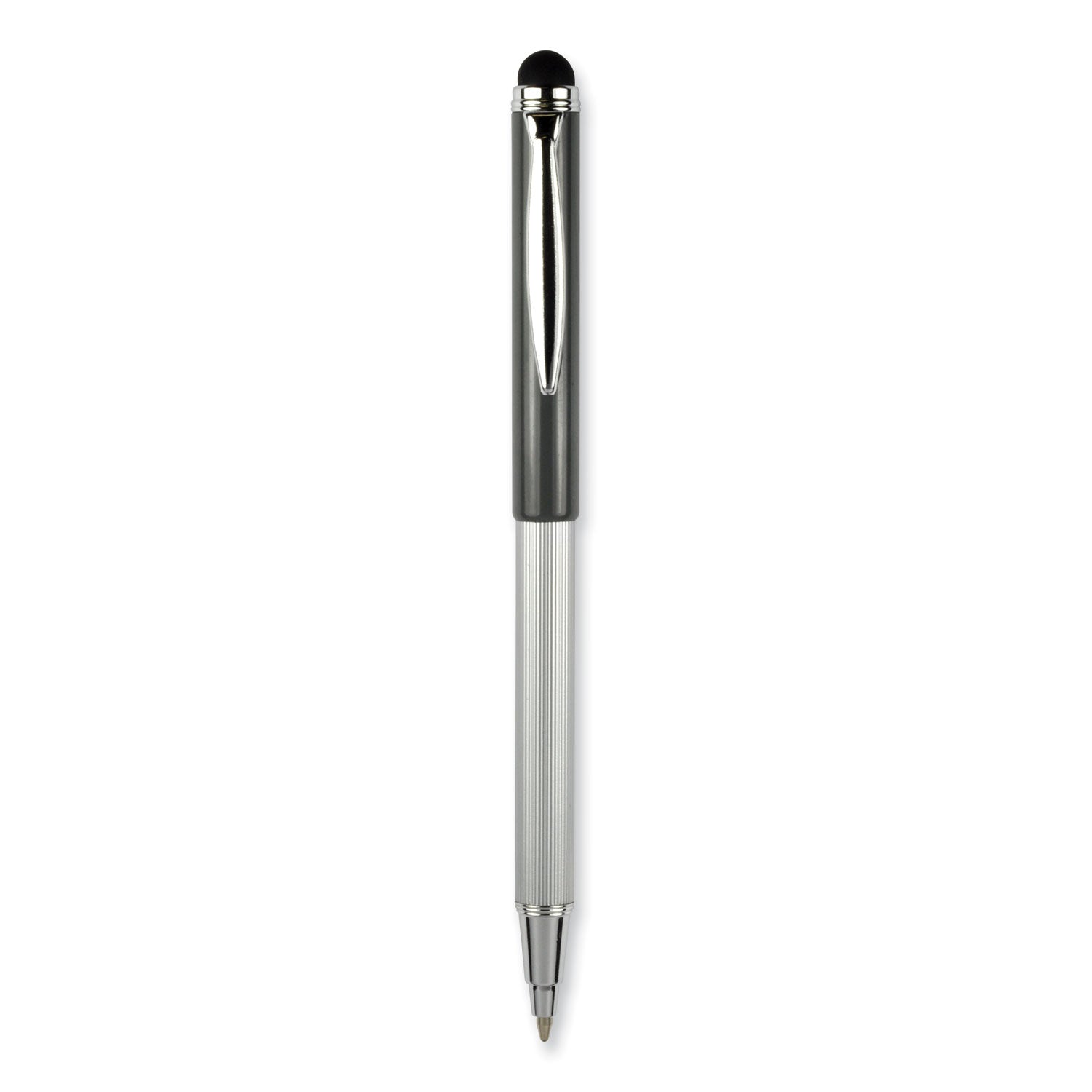 StylusPen Telescopic Ballpoint Pen/Stylus, Retractable, Medium 1 mm, Black Ink, Blue/Gray Barrel, 2/Pack - 