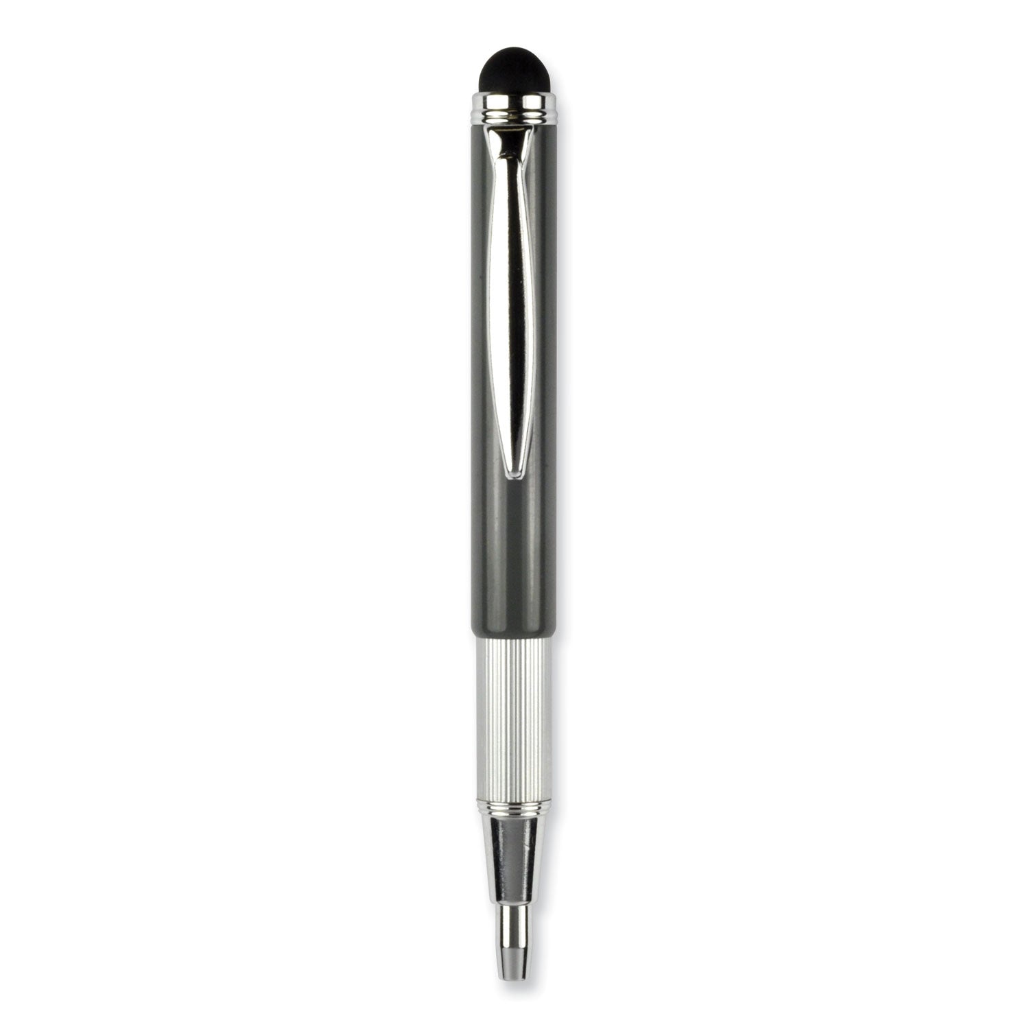 StylusPen Telescopic Ballpoint Pen/Stylus, Retractable, Medium 1 mm, Black Ink, Blue/Gray Barrel, 2/Pack - 