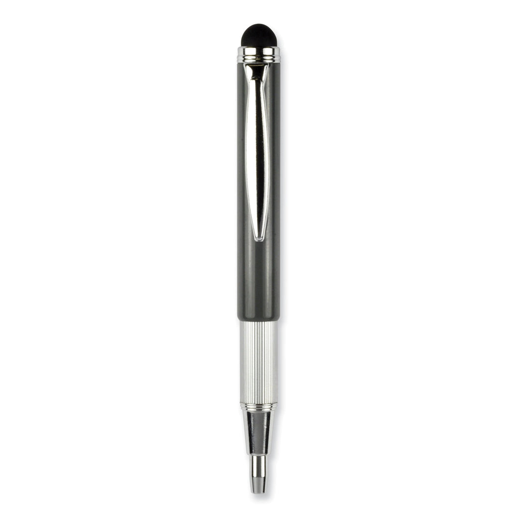 StylusPen Telescopic Ballpoint Pen/Stylus, Retractable, Medium 1 mm, Black Ink, Blue/Gray Barrel, 2/Pack