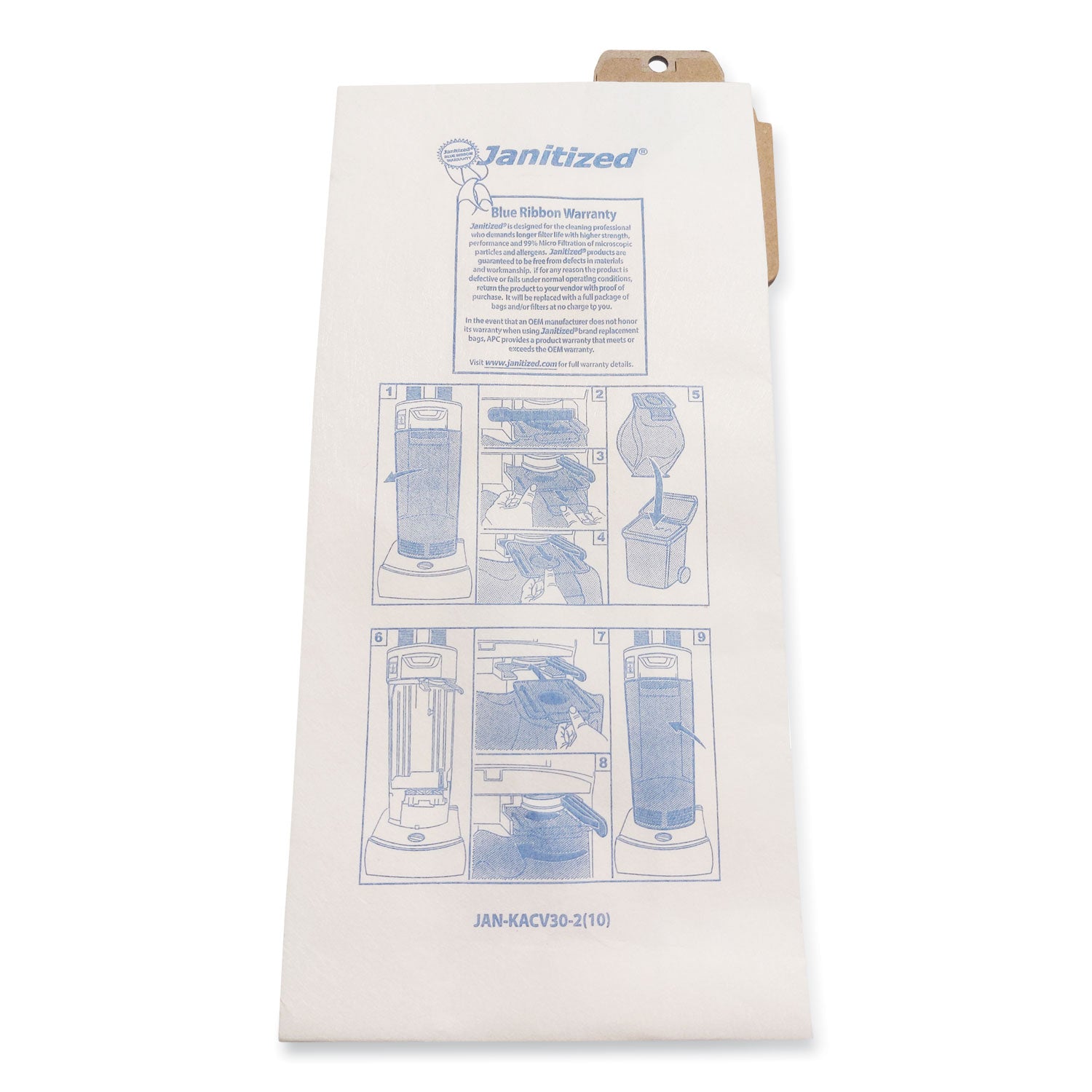Vacuum Filter Bags Designed to Fit Karcher/Tornado CV30/1, CV38/1, CV48/2, 100/Carton - 