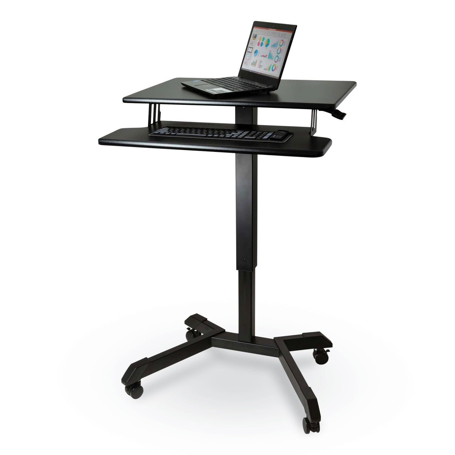 mobile-height-adjustable-standing-desk-with-keyboard-tray-256-x-177-x-29-to-44-black-ships-in-1-3-business-days_vctdc550 - 2