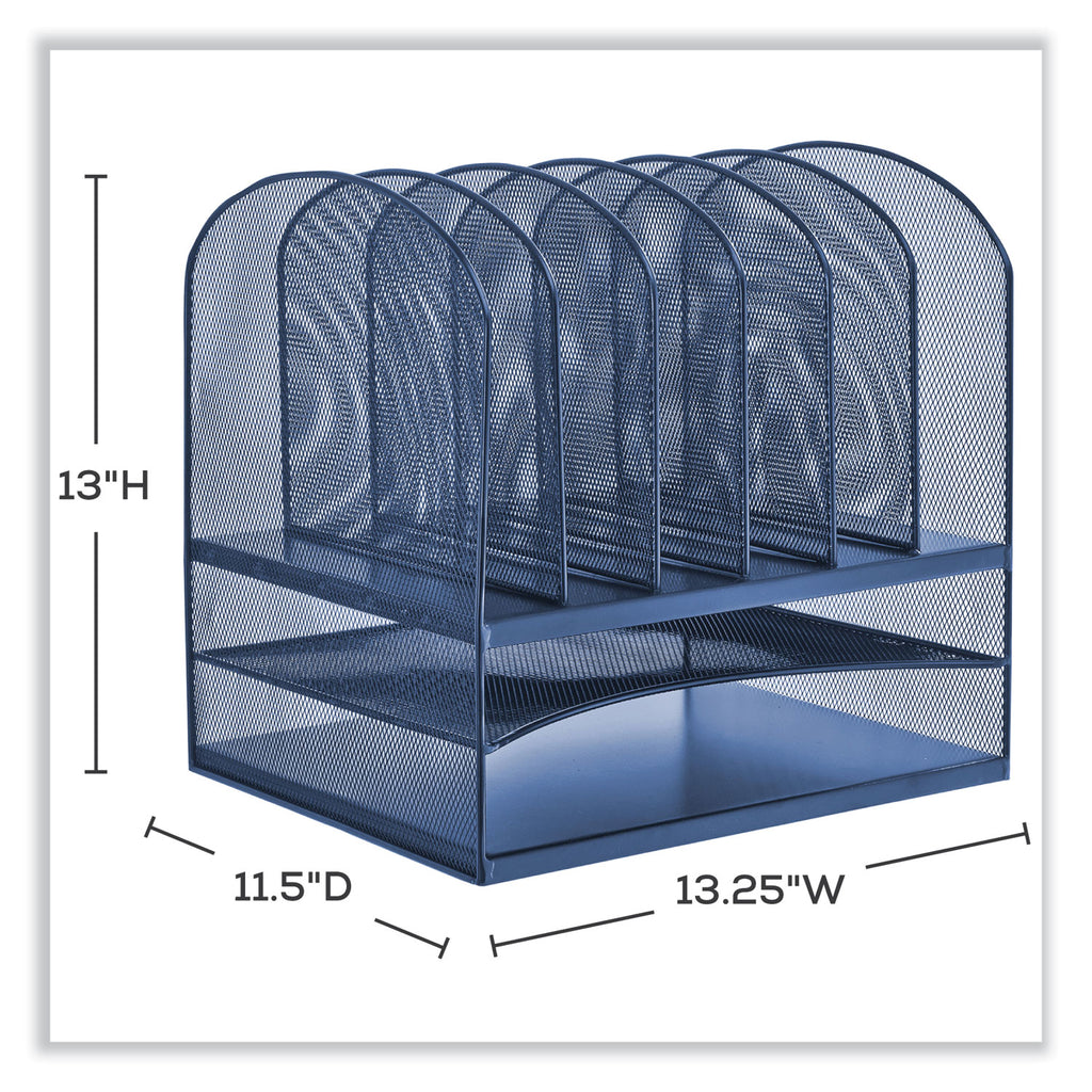 Onyx Desk Organizer w/Two Horizontal and Six Upright Sections, Letter Size, 13.25x11.5x13, Blue, Ships in 1-3 Business Days