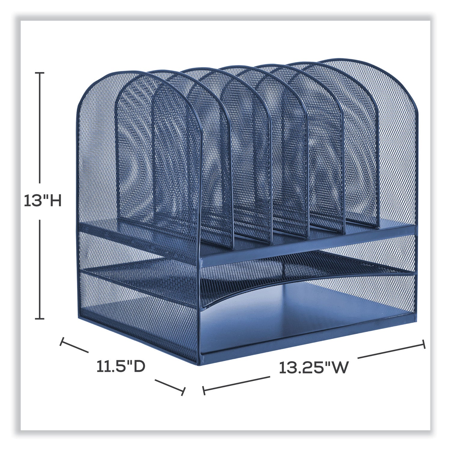 Onyx Desk Organizer w/Two Horizontal and Six Upright Sections, Letter Size, 13.25x11.5x13, Blue, Ships in 1-3 Business Days