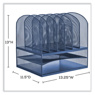Onyx Desk Organizer w/Two Horizontal and Six Upright Sections, Letter Size, 13.25x11.5x13, Blue, Ships in 1-3 Business Days