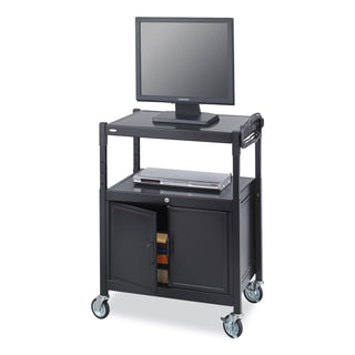 steel-adjustable-av-cart-w-cabinet-metal-3-shelf-6-ac-outlets-40-lb-cap-2675x205x42-black-ships-in-1-3-business-days_saf8943bl - 3
