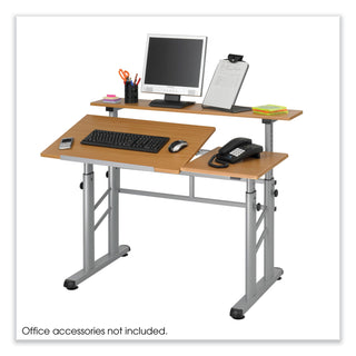 Height-Adjust Split Level Drafting Table, Rectangular/Square, 47.25x29.75x26 to 37.25, Medium Oak, Ships in 1-3 Business Days
