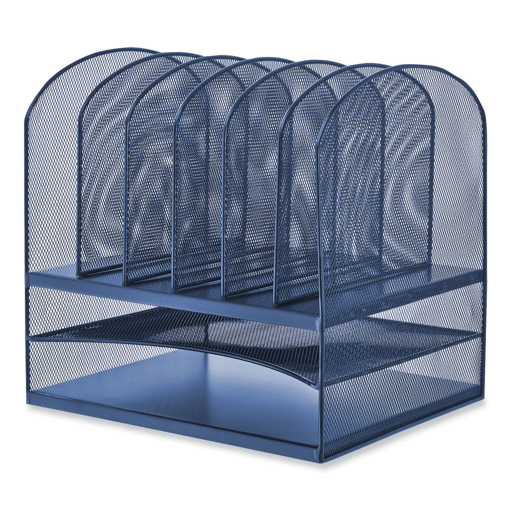 Onyx Desk Organizer w/Two Horizontal and Six Upright Sections, Letter Size, 13.25x11.5x13, Blue, Ships in 1-3 Business Days