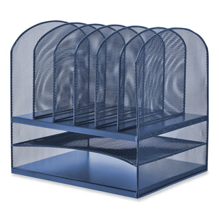 Onyx Desk Organizer w/Two Horizontal and Six Upright Sections, Letter Size, 13.25x11.5x13, Blue, Ships in 1-3 Business Days