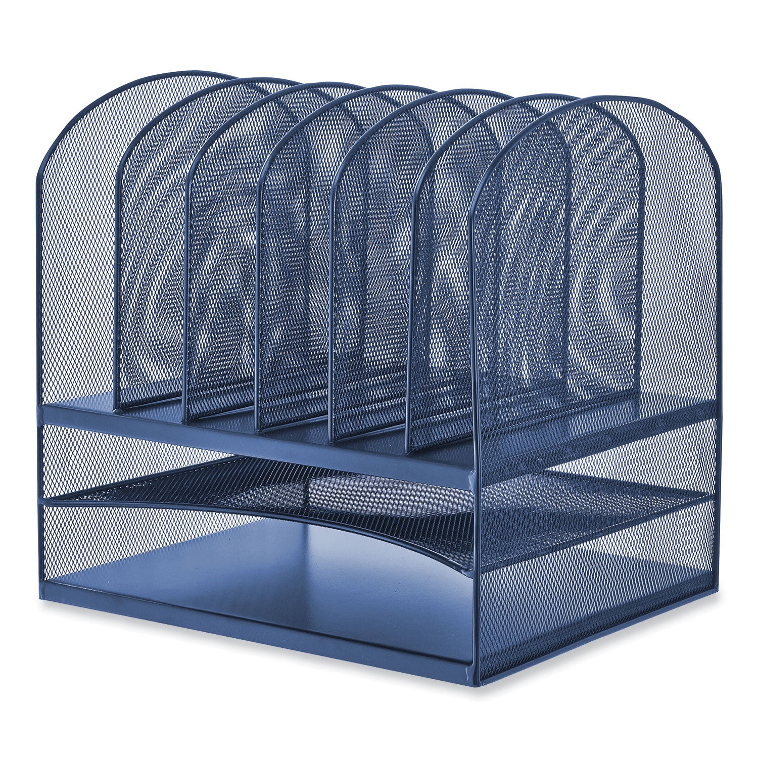 Onyx Desk Organizer w/Two Horizontal and Six Upright Sections, Letter Size, 13.25x11.5x13, Blue, Ships in 1-3 Business Days