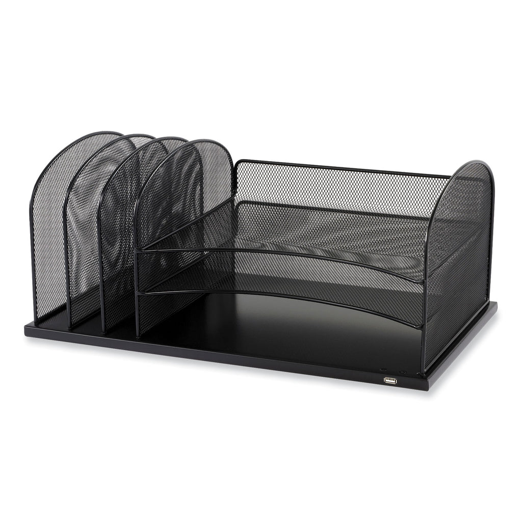 Powered Onyx Three Horizontal and Three Upright Sections, Letter Size Files, 19.5 x 11.5 x 8.25, Ships in 1-3 Business Days