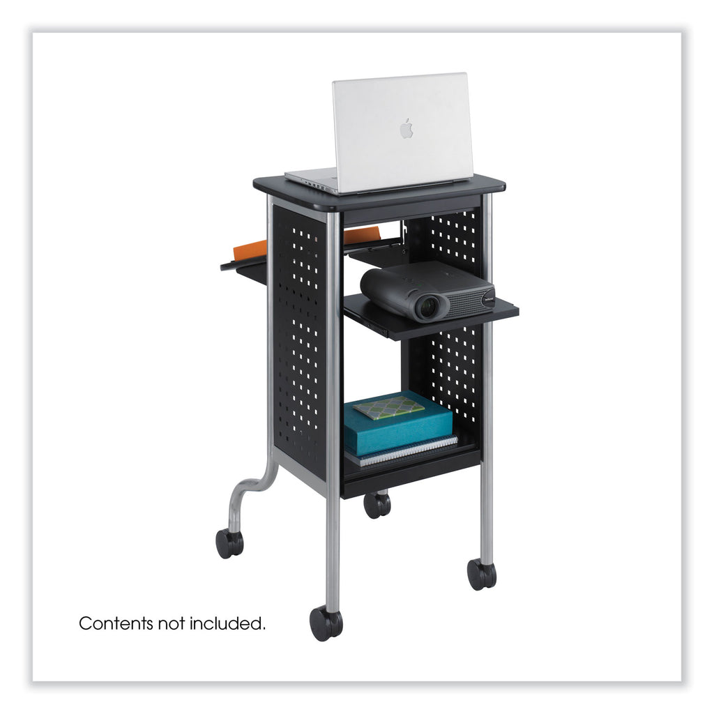 Scoot Presentation Cart, 50 lb Capacity, 4 Shelves, 21.5" x 30.25" x 40.5", Black, Ships in 1-3 Business Days