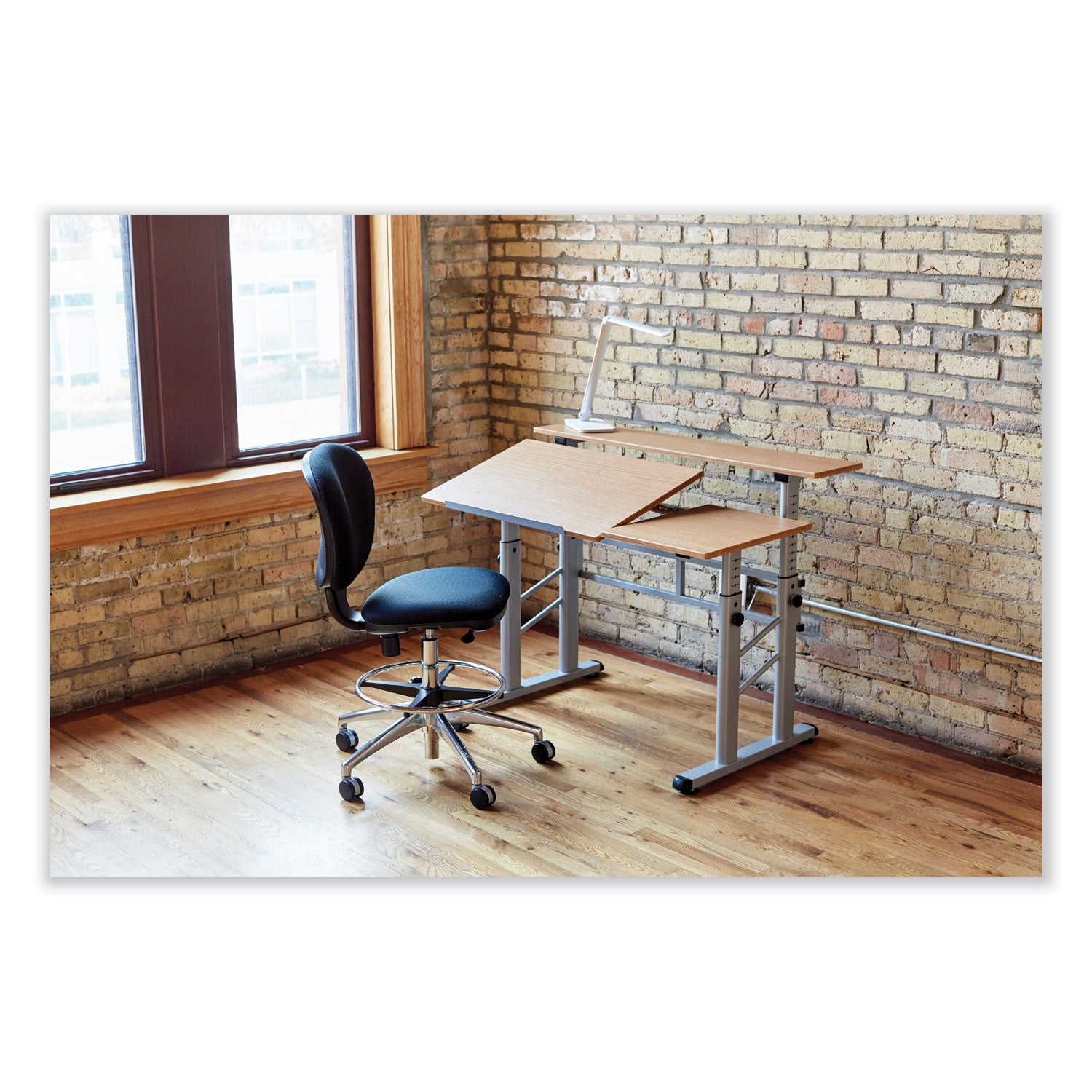 Height-Adjust Split Level Drafting Table, Rectangular/Square, 47.25x29.75x26 to 37.25, Medium Oak, Ships in 1-3 Business Days
