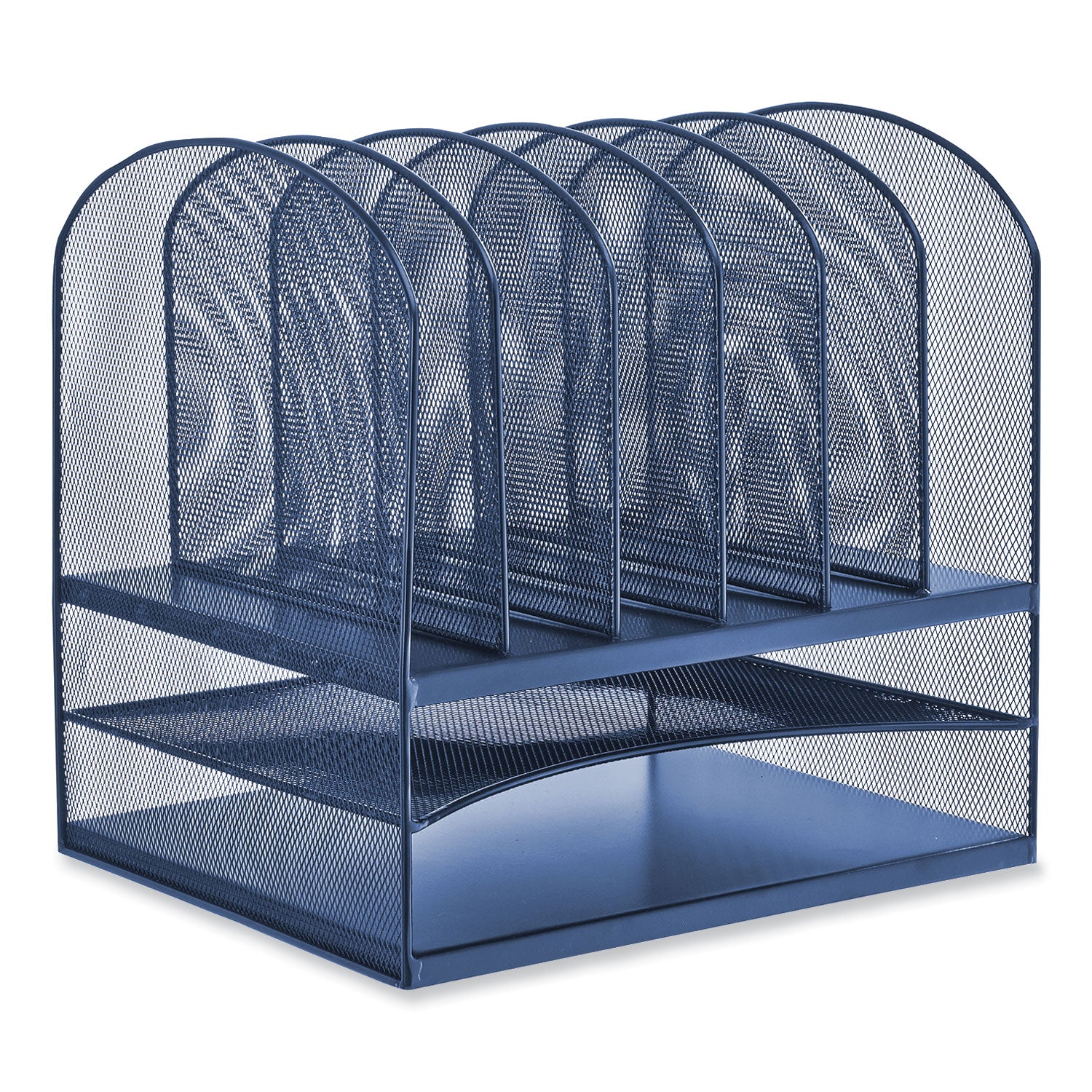 Onyx Desk Organizer w/Two Horizontal and Six Upright Sections, Letter Size, 13.25x11.5x13, Blue, Ships in 1-3 Business Days
