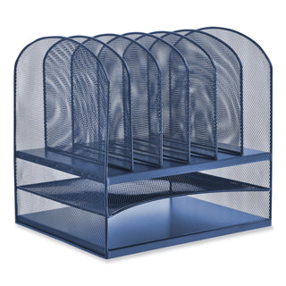 Onyx Desk Organizer w/Two Horizontal and Six Upright Sections, Letter Size, 13.25x11.5x13, Blue, Ships in 1-3 Business Days