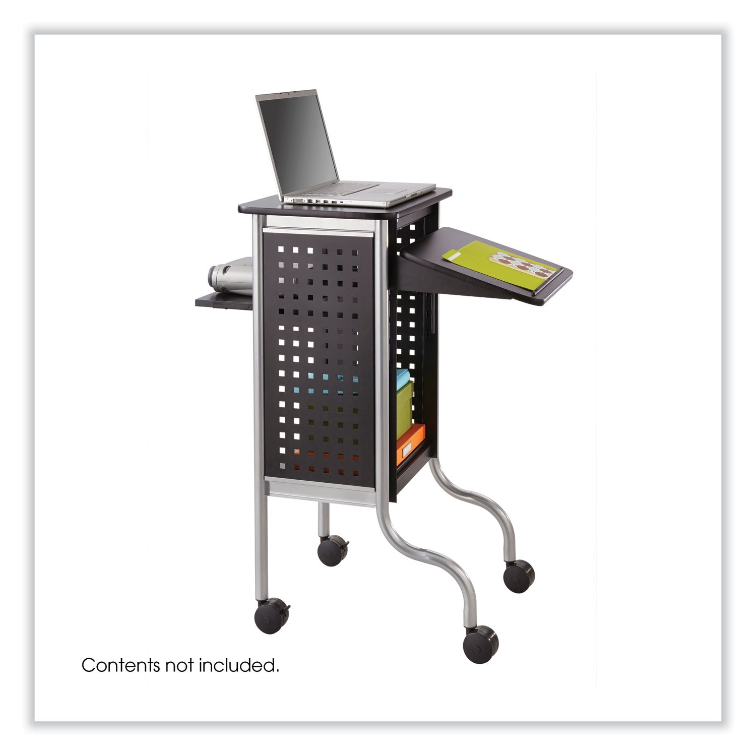 Scoot Presentation Cart, 50 lb Capacity, 4 Shelves, 21.5" x 30.25" x 40.5", Black, Ships in 1-3 Business Days