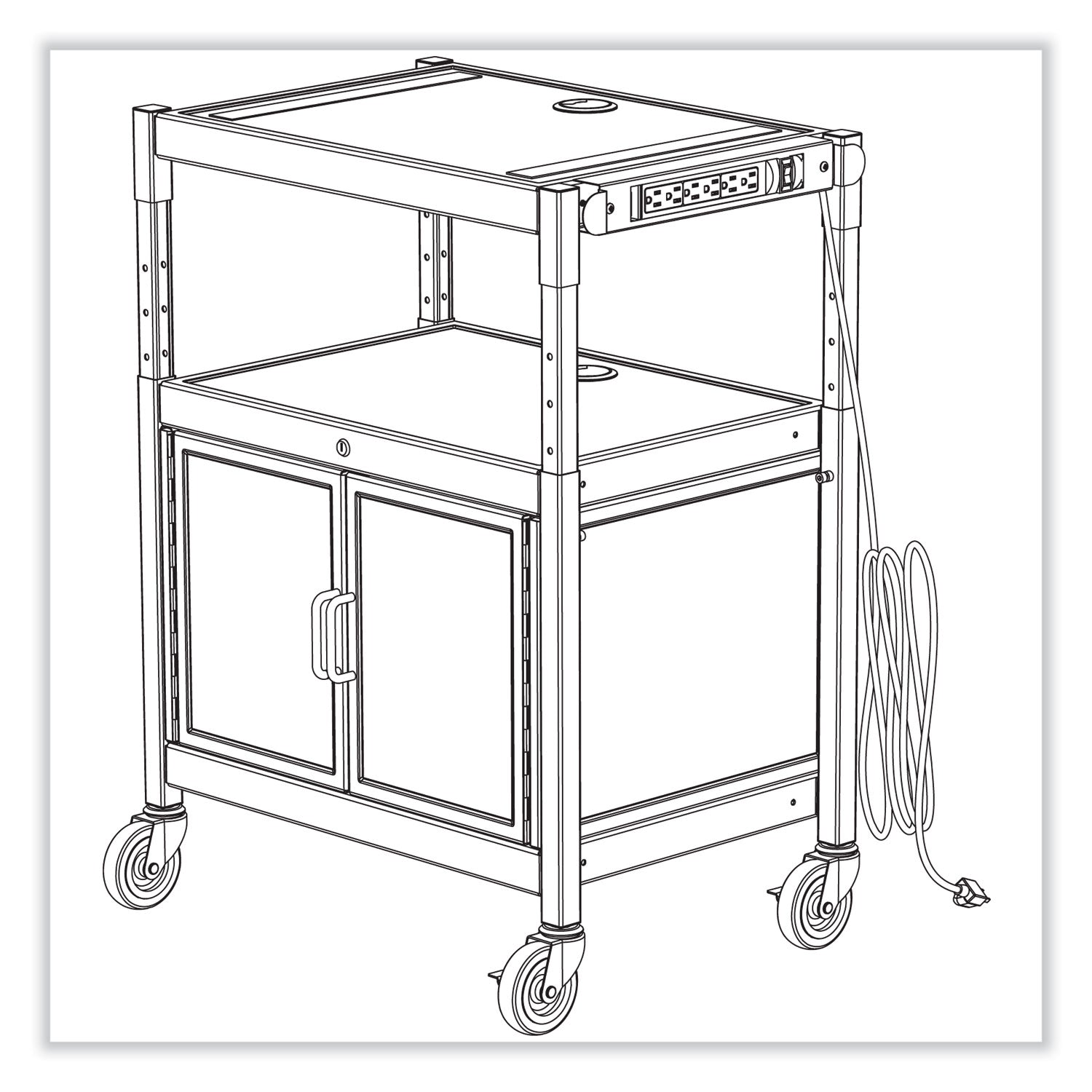 steel-adjustable-av-cart-w-cabinet-metal-3-shelf-6-ac-outlets-40-lb-cap-2675x205x42-black-ships-in-1-3-business-days_saf8943bl - 4