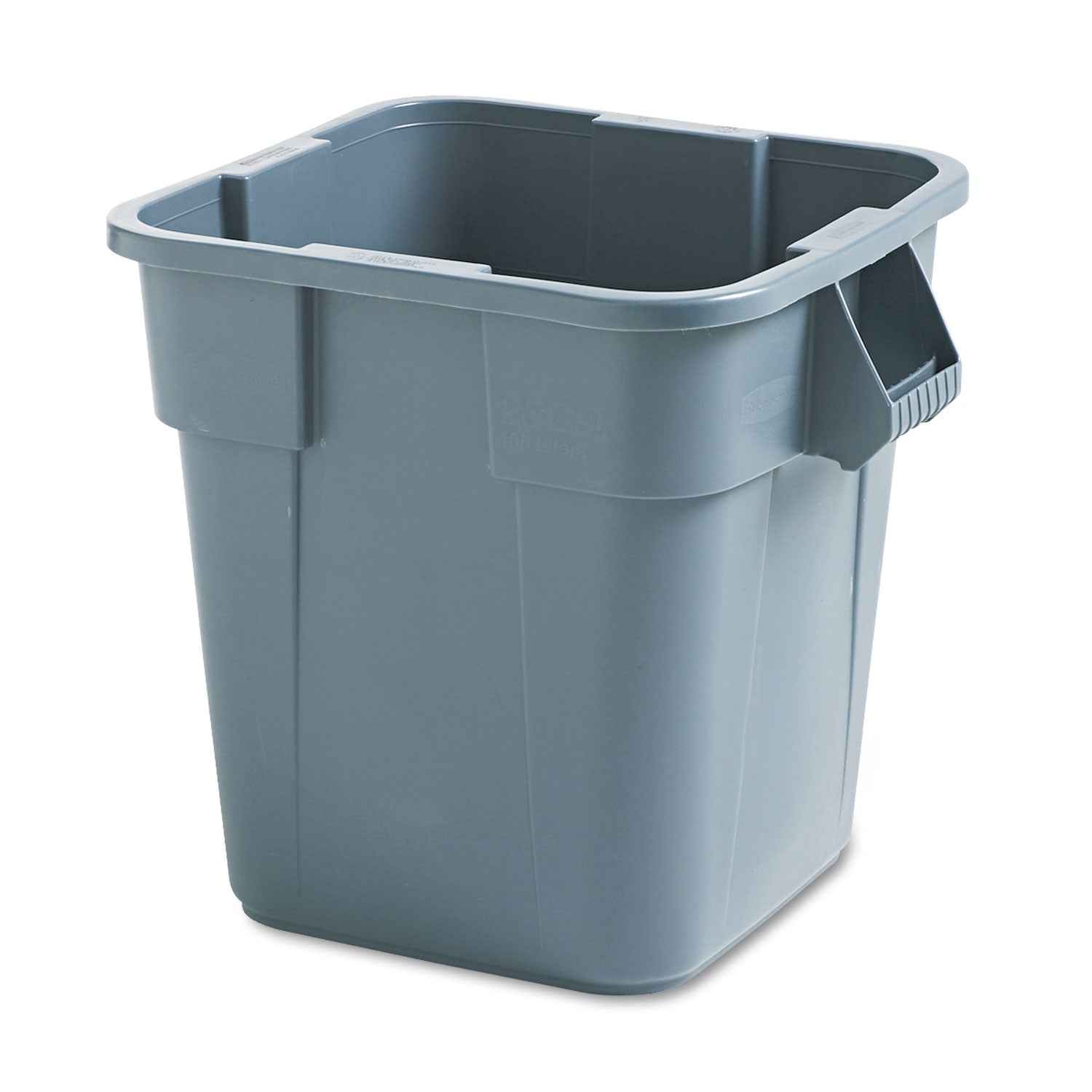 Square Brute Container, 28 gal, Polyethylene, Gray - 