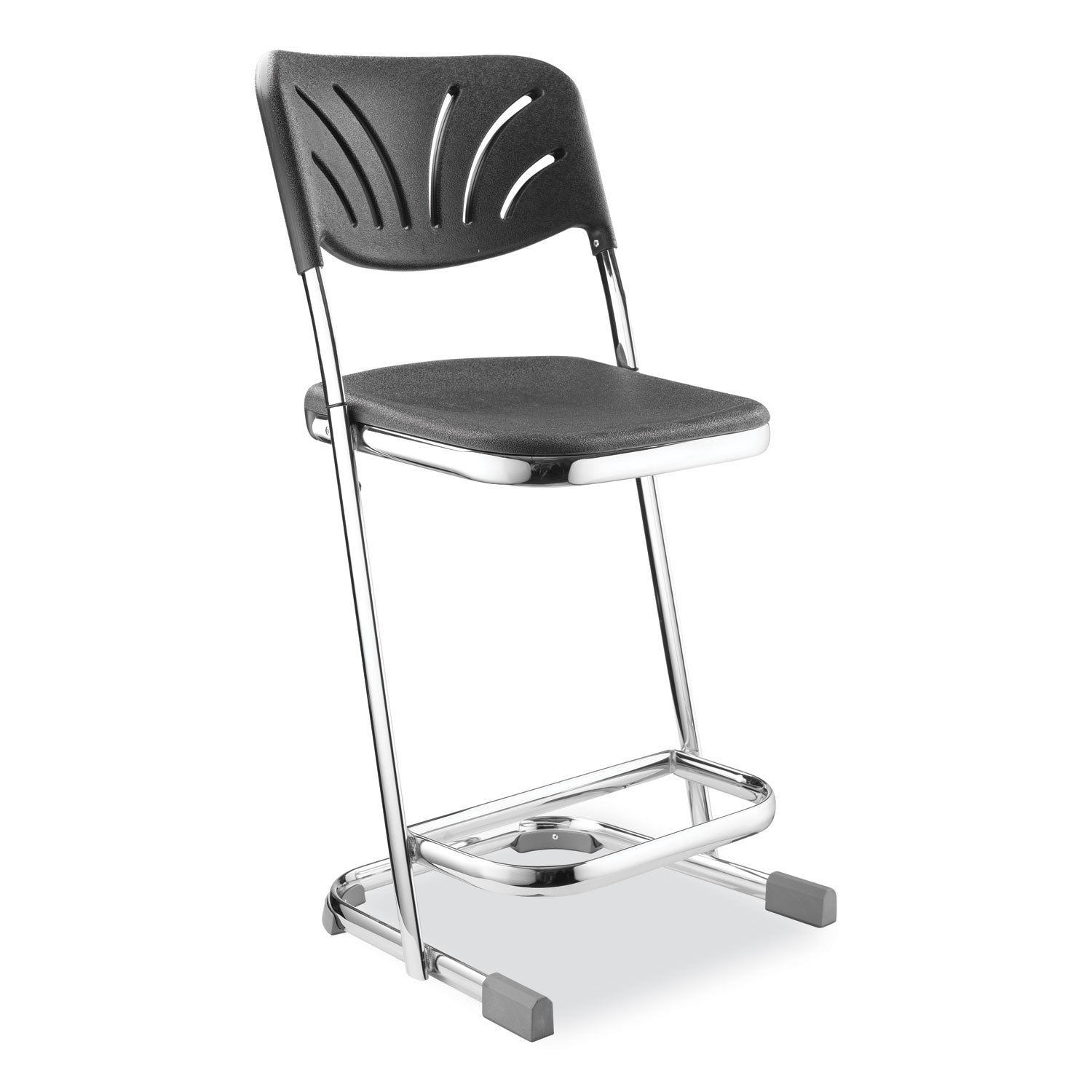 6600 Series Elephant Z-Stool With Backrest, Supports 500 lb, 22" Seat Ht, Black Seat/Back, Chrome Frame,Ships in 1-3 Bus Days