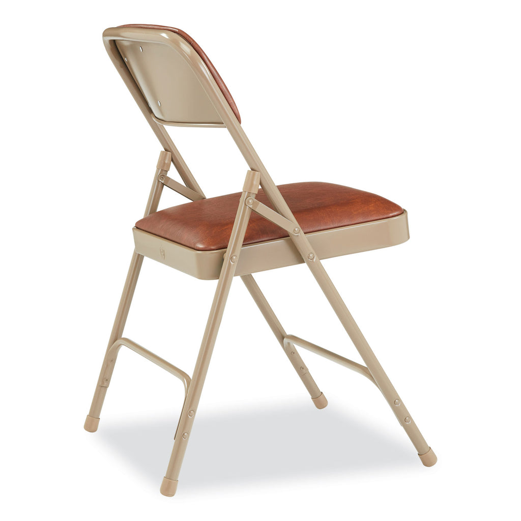 1200 Series Vinyl Dual-Hinge Folding Chair, Supports 500 lb, Honey Brown Seat/Back, Beige Base, 4/CT, Ships in 1-3 Bus Days