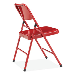 200 Series Premium All-Steel Double Hinge Folding Chair, Supports 500 lb, 17.25" Seat Height, Red, 4/CT,Ships in 1-3 Bus Days
