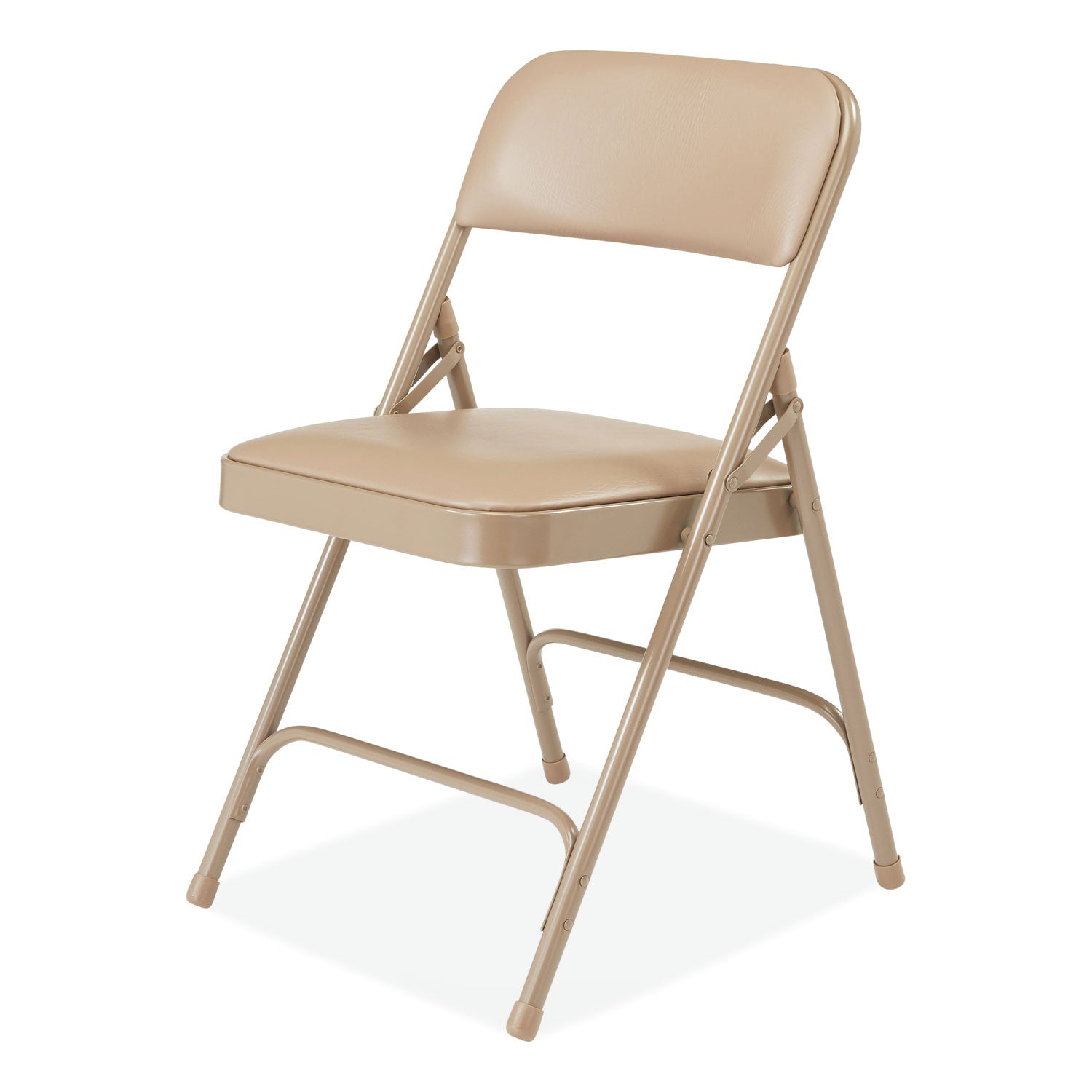 1200 Series Premium Vinyl Dual-Hinge Folding Chair, Supports 500 lb, 17.75" Seat Ht, French Beige, 4/CT,Ships in 1-3 Bus Days
