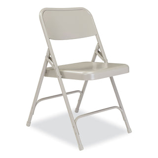 200 Series Premium All-Steel Double Hinge Folding Chair, Supports 500 lb, 17.25" Seat Ht, Gray, 4/CT, Ships in 1-3 Bus Days