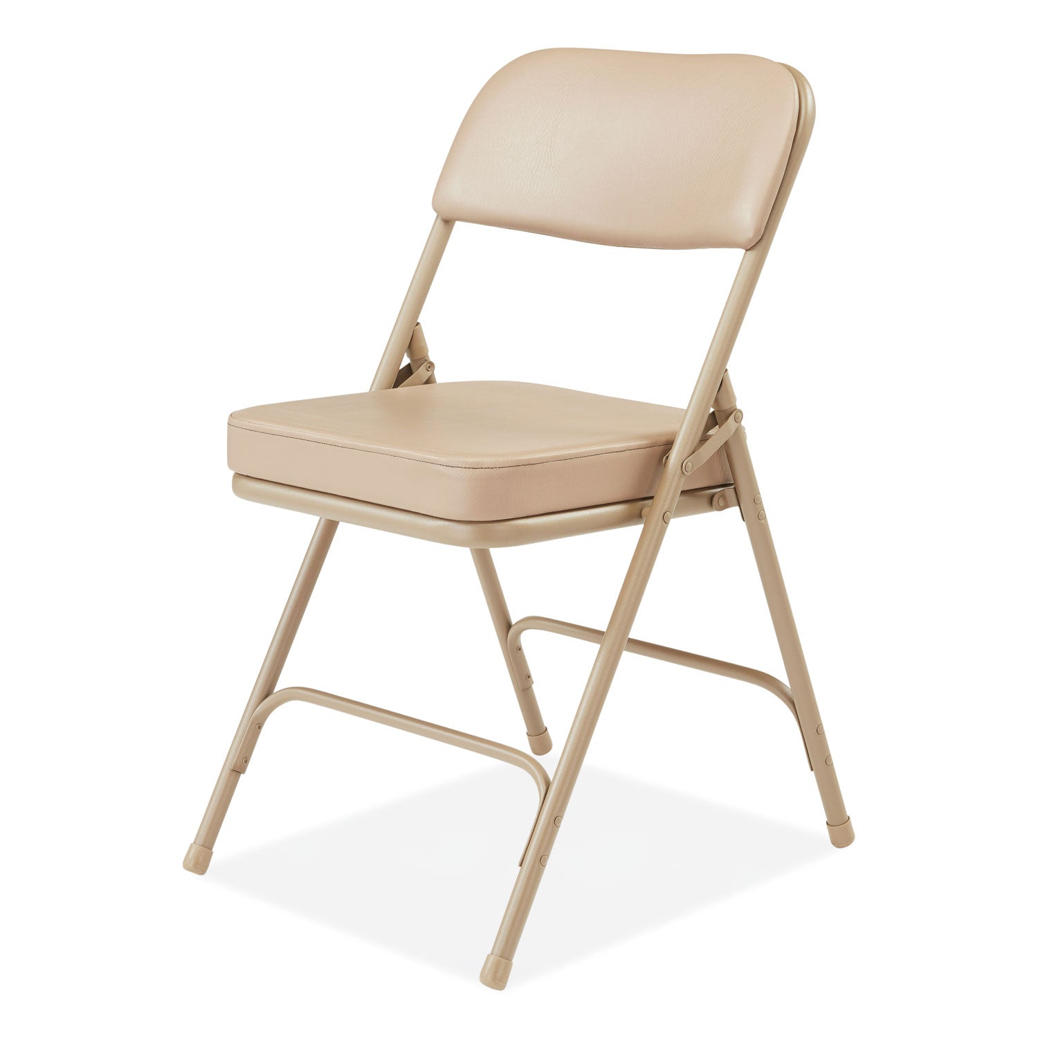 3200 Series 2" Vinyl Upholstered Double Hinge Folding Chair, Supports 300lb, 18.5" Seat Ht, Beige, 2/CT,Ships in 1-3 Bus Days