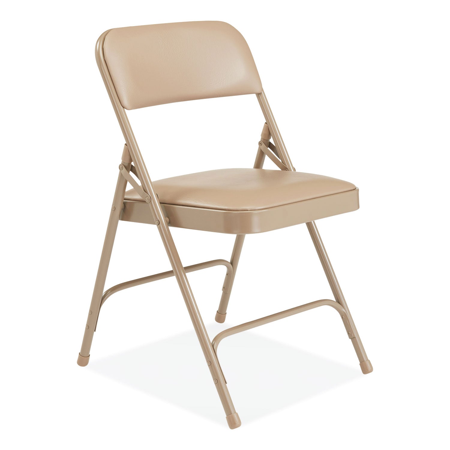 1200 Series Premium Vinyl Dual-Hinge Folding Chair, Supports 500 lb, 17.75" Seat Ht, French Beige, 4/CT,Ships in 1-3 Bus Days