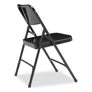 200 Series Premium All-Steel Double Hinge Folding Chair, Supports 500 lb, 17.25" Seat Ht, Black, 4/CT, Ships in 1-3 Bus Days