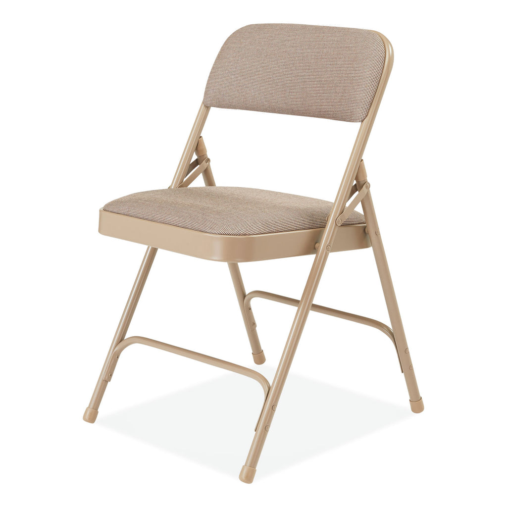 2200 Series Deluxe Fabric Upholstered Dual-Hinge Premium Folding Chair, Supports 500lb, Cafe Beige,4/CT,Ships in 1-3 Bus Days